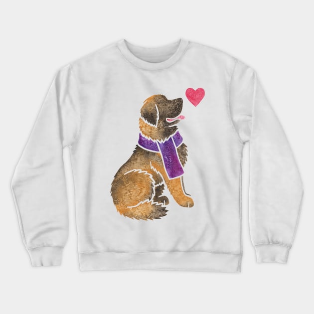 Watercolour Leonberger Crewneck Sweatshirt by animalartbyjess